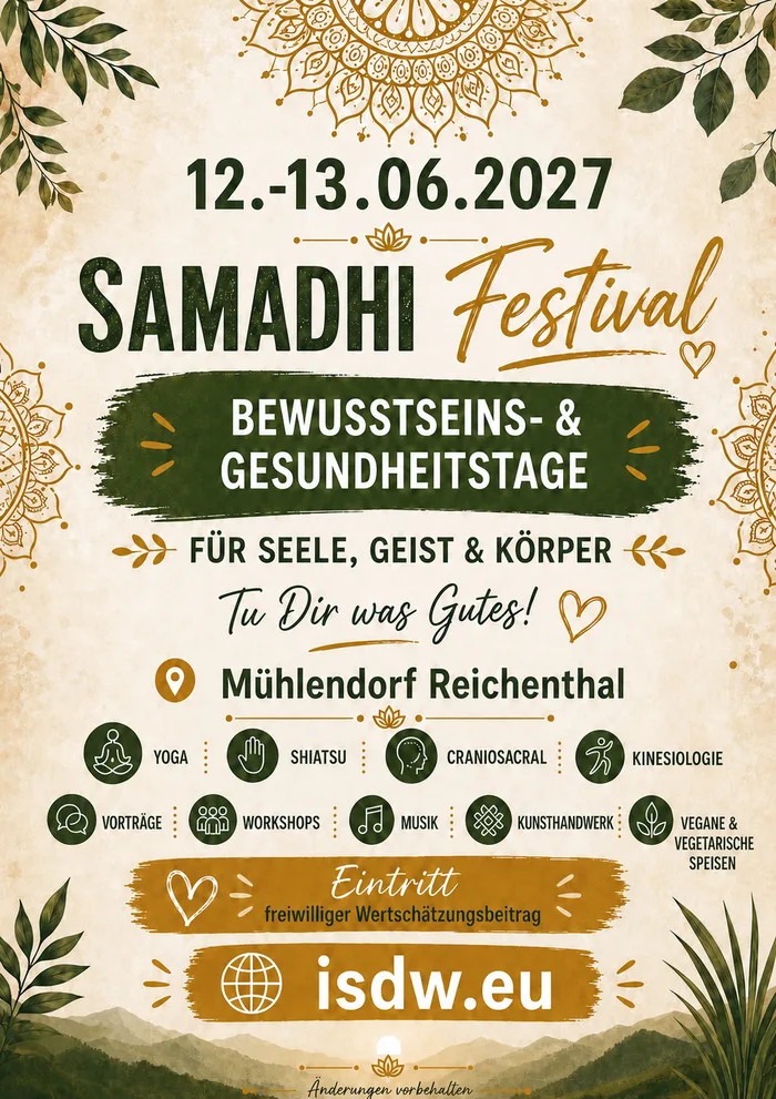 Offizielles Plakat des Samadhi Festivals am 12. und 13. Juni 2027